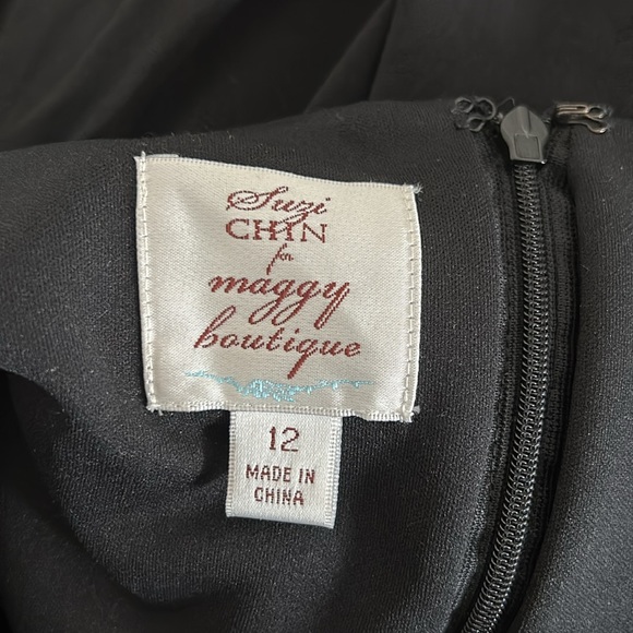 Suzi Chin for Maggy Boutique Black V Neck Ruched Bust Empire Waist Dress - Picture 8 of 8